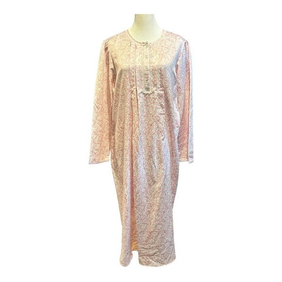 MISS ELAINE Pink Paisley Nightgown Lace Trim New with Tags Size Small - Picture 1 of 7